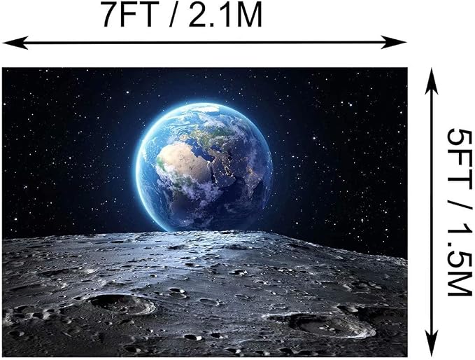 BELECO 7x5ft Fabric Outer Space Backdrop Universe Background Earth Moon Surface Furnished by NASA Planet Stars Photography Backdrop for Birthday Party Decoration Photoshoot Photo Background Props