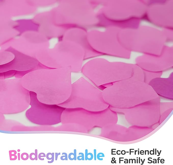 12Inches 4Pcs Gender Reveal Confetti Cannon - Heart Shaped Confetti Poppers - Pink, 4 Pack - Baby Girl Gender Reveal Party Poppers - Pink Paper Baby Party Supplies Pop Gun