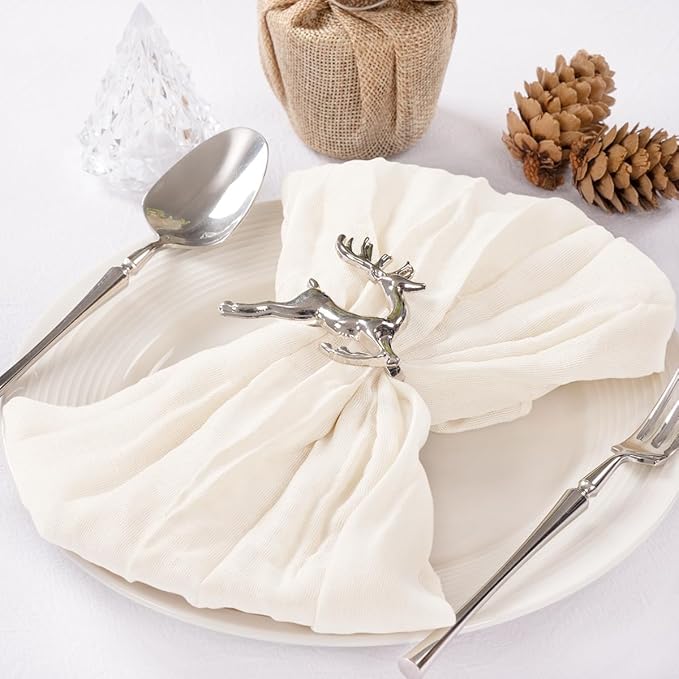 MLMC 24 Pack Cheesecloth Napkins Wedding Napkins 21"x21" Boho Reusable Napkins in Bulk for Wedding Bridal Baby Shower Events Table Decor Ivory White