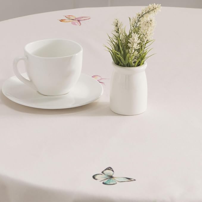 Maison d' Hermine Table Cloth Round Table 100% Cotton 63 Round Inches Tablecloth Reusable Decorative for Dining Kitchen Room Farmhouse Party Home Hotel Restaurant Spring Summer - Botanical Fresh