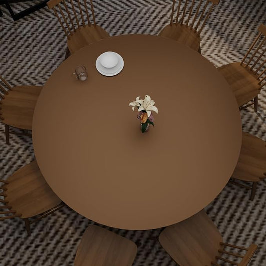 Round Table Pad - Can Be Used On Both Sides Waterproof and Easy to Clean Good Flatness Used for Dining Table(Mud Color+Champagne Gold Dia.40Inch)