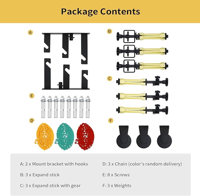 3 Roller Photography Backdrop Background Support Wall Mount Manual Pull Down System for Photo Studio with 6 Expand Bars + 3 Chains + 2 Tri-fold Hooks for Holding 3 Backdrops