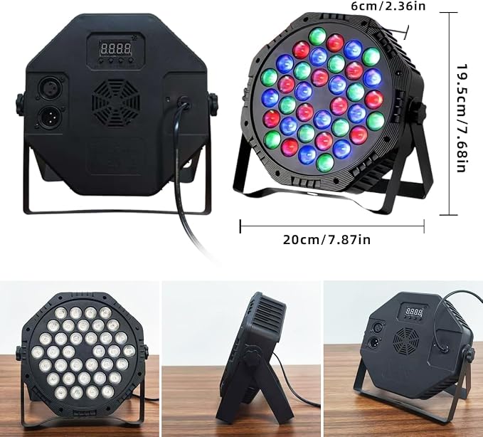 36 LEDs RGB Sound Activated Par Light with Remote DMX Control Uplights for Wedding Party DJ Events Music Dance Church Stage Lighting -3 Pack-（DJ - Disco Lights）