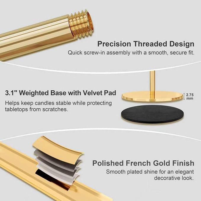 zeochyni Set of 54 French Gold Taper Candle Holders Bulk Candlestick Holders, Decor Candle Stick Candle Holder for Table or Mantel Centerpiece, Wedding, Dinning, Party Home Decor