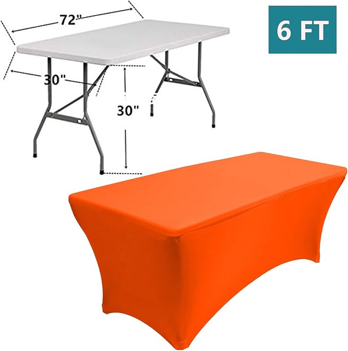 RELIANCER 1 Pack Stretch Spandex Table Covers for Rectangular Tables,6FT Elastic Fitted Tablecloth,Universal Rectangular Table Cloth Protector for Outdoor Party,Wedding,Bar,Birthday,Banquet,Events