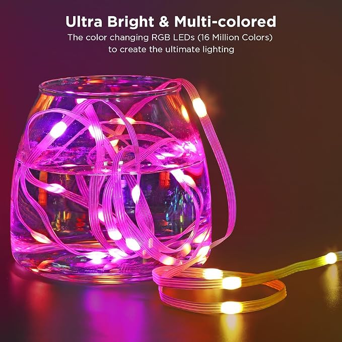 50ft Color Changing Christmas String Lights, 150 LED Twinkle Fairy Lights String Waterproof, 200+ Scene Modes, Smart App & Remote for Indoor Outdoor Christmas Tree Party Bedroom Patio Decor