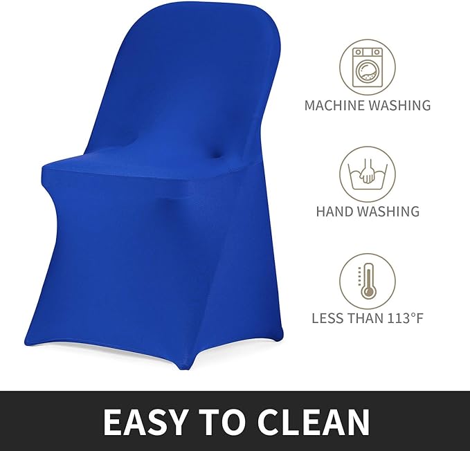 Peomeise Stretch Spandex Folding Chair Cover for Wedding Party Dining Banquet Event (Royal Blue,12pcs)