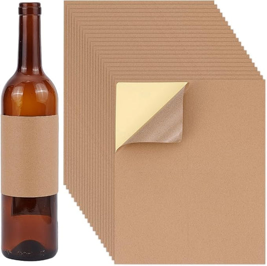 PH PandaHall 20 Sheet/80pcs Adhesive Wine Bottle Labels Custom Wine Label Stickers 3.9×4.9" Brown Blank Label Stickers Bottle Label Covers for Wine Wedding Engagement Anniversary Cocktail Party