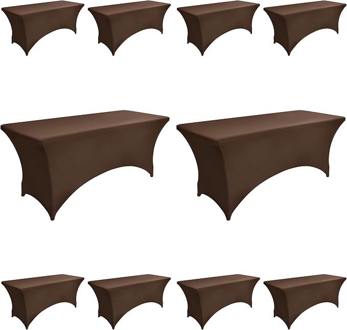 10-Pack 6ft Spandex Table Covers for Rectangle Standard Folding Tables - Wrinkle Resistant Stretch Tablecloths - Ultimate Fitted Table Protector for Parties, Banquet, Wedding