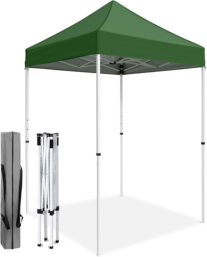 COOS BAY 5x5 Pop Up Canopy Tent, Portable Lightweight Sun Shelter with Carry Bag, Easy Setup Outdoor Canopy for Beach, Camping, Sports & Backyard Shade, Green