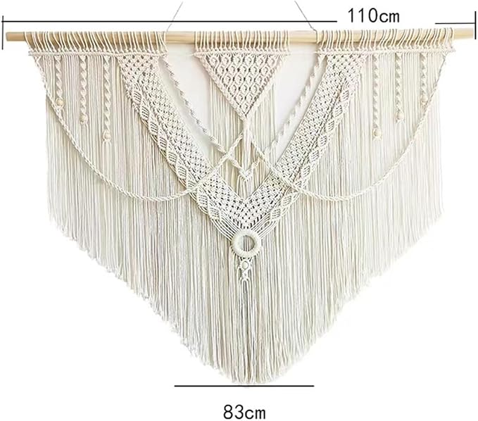guzhiou large macrame wall hanging - Boho Tapestry Macrame Wall Decor Art- Chic Bohemian Handmade Woven Tapestry Home Decoration for Bedroom Living Room Apartment Wedding Party - 43"x32" (Beige-A)