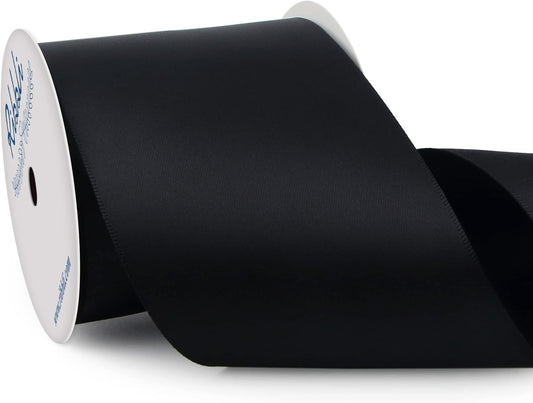 Ribbli Black Double Faced Satin Ribbon, 3” x Continuous 10 Yards,Use for Bows Bouquet,Gift Wrapping,Floral Arrangement,Wedding Decoration