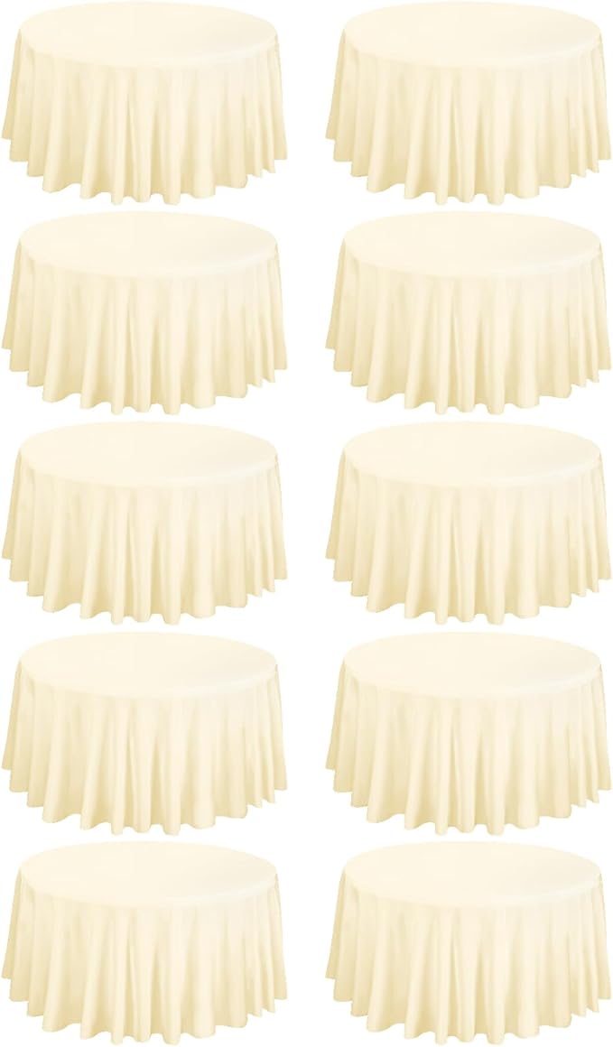 fani 10 Pack 120 Inch Round Tablecloth, Beige Polyester Fabric Table Cloth for Round Table, Stain and Wrinkle Washable Table Cover for Wedding Party Dining Table Buffet Banquet Restaurant and Camping