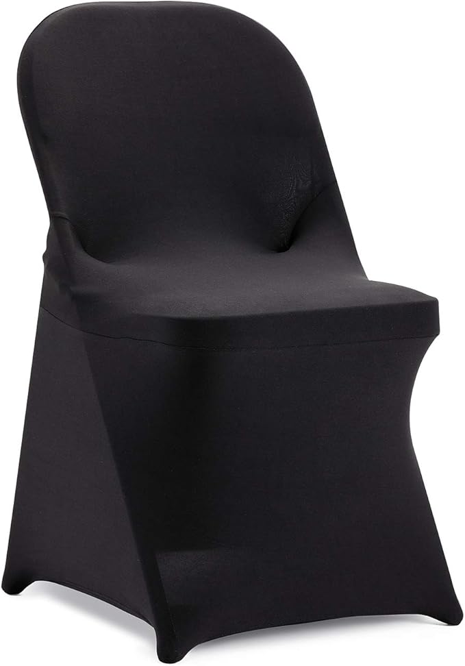 Howhic Folding Chair Covers - 36pcs, Black Universal Spandex Fitted Covers for Wedding, Party, Banquet, Conference