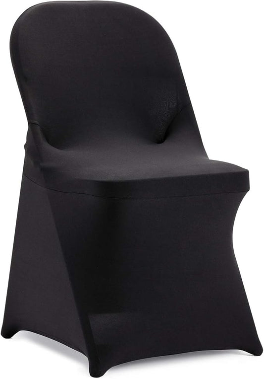 Howhic Folding Chair Covers - 36pcs, Black Universal Spandex Fitted Covers for Wedding, Party, Banquet, Conference