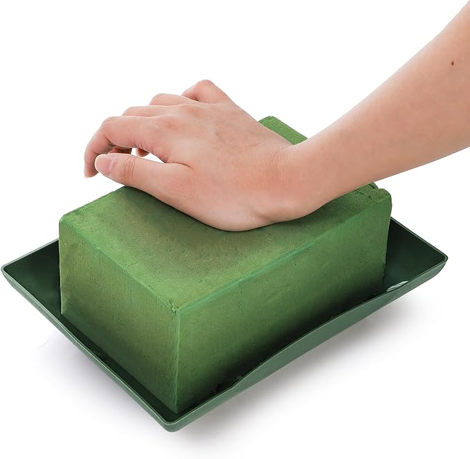 Lyellfe 16 Pieces Floral Bowls for Centerpieces, Green Design Bowls for Flower Arrangements, Rectangular Floral DIY Supplies Bowl Kit for Party, Wedding, Festival, Table Decor