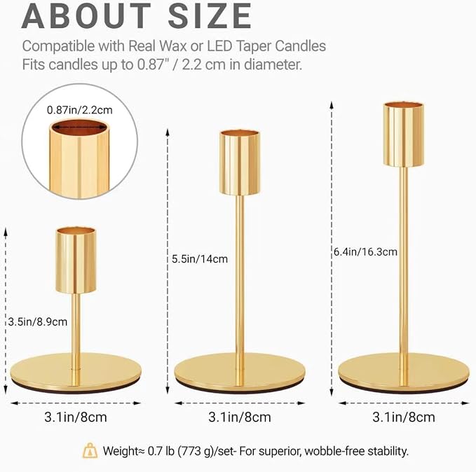 zeochyni Set of 54 French Gold Taper Candle Holders Bulk Candlestick Holders, Decor Candle Stick Candle Holder for Table or Mantel Centerpiece, Wedding, Dinning, Party Home Decor