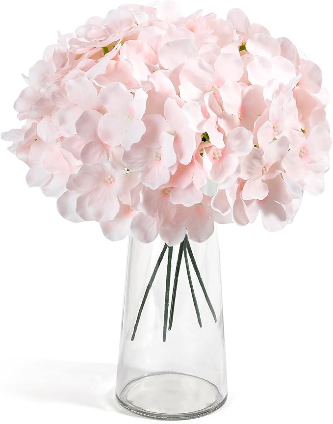 Auihiay 304 PCS Hydrangea Artificial Flowers, Faux Hydrangea Flowers, Silk Hydrangea Flowers with Stems for DIY Wedding Party, Arch and Background, Home, Garden (Pink)