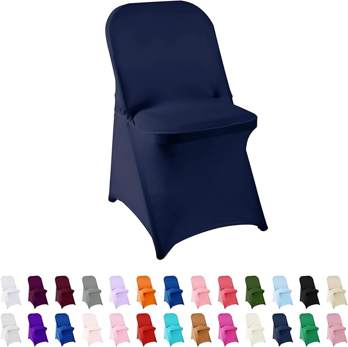Spandex Chair Cover,25PCS,Living Room Folding Chair Covers,Removable Chair Covers Washable Protector Stretch Chair Cover for Party, Banquet,Wedding Event,Hotel(Navy)