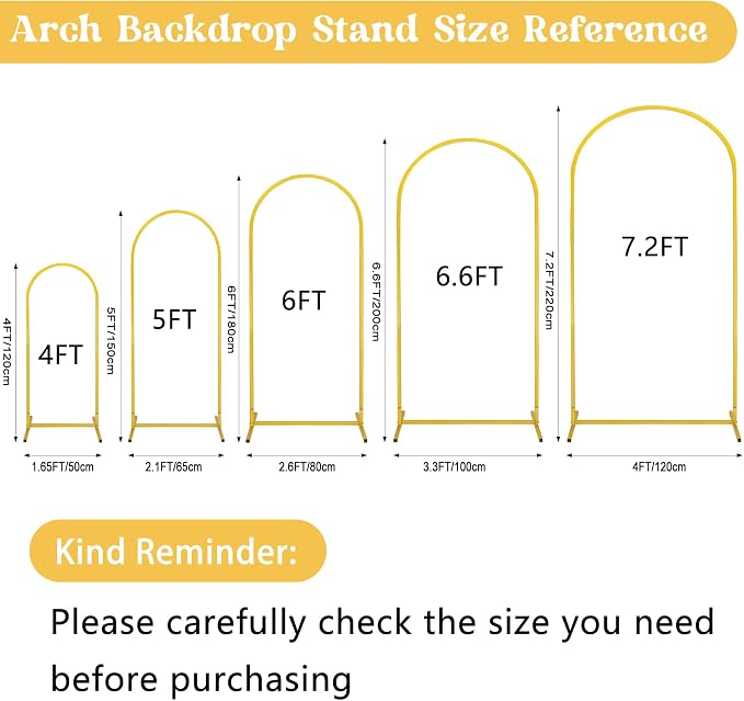 Fivenl Arch Backdrop Stand 6.6FT Balloon Arch Stand Stable Gold Wedding Arch Frame Metal Arch Backdrop Stand for Wedding Ceremony Birthday Party Bridal Baby Shower Banquet Decoration