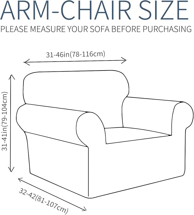 JIVINER Super Stretch Chair Slipcovers with Arms 1-Piece Jacquard Small Checks Living Room Armchair Covers Soft Anti Slip Sofa Couch Furniture Protector for Kids Pets (Navy Blue, Chair)