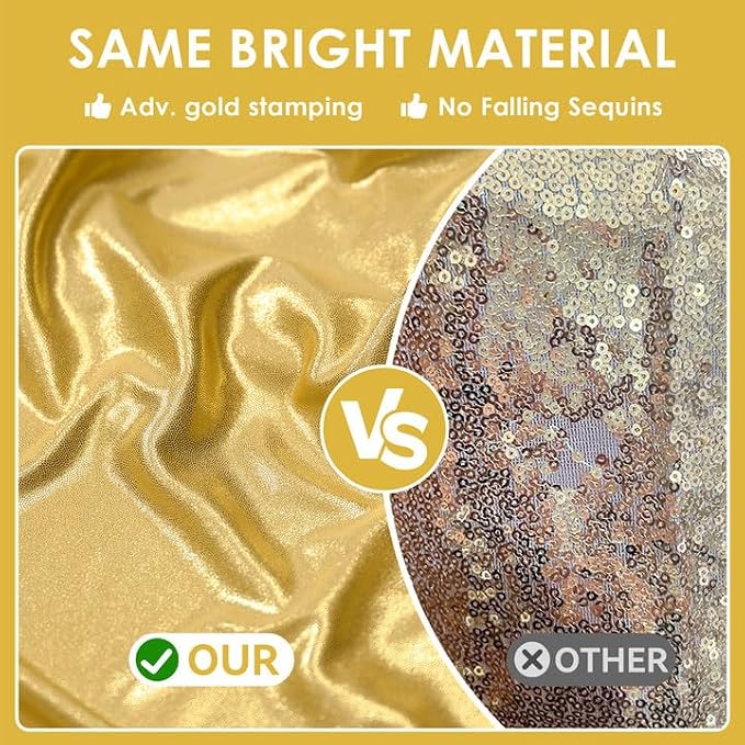 gogoparti 20x14FT Gold Sequin Backdrop Curtain - 4 Panels of 5x14FT Wrinkle-Free Reusable Glitter Drapes for Photography, Weddings, Birthdays & Parties