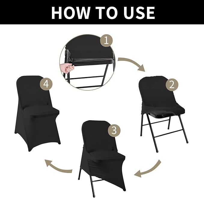 magalo 20 Pack Black Spandex Folding Waterproof Chair Cover, Stretch Chair Cover Protector for Wedding, Party, Dining Banquet and Other Special Events