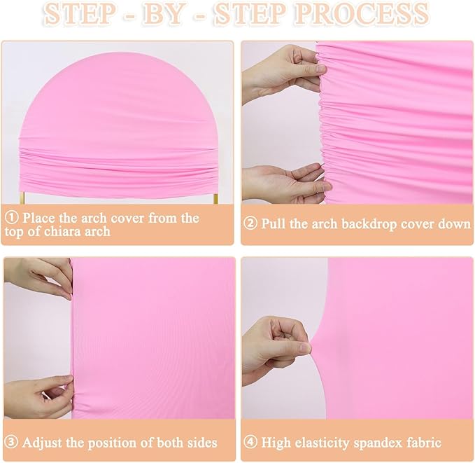 Pink Arch Backdrop Cover 7.2FT 6.6FT 6FT Wedding Arched Covers Stretchy Backdrops Set of 3 Spandex Arch Stand Covers Chiara Backdrop Cover for Arches Stand Birthday Party Baby Shower Graduation Decor