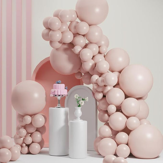 Matte Pink Balloons Different Sizes 18 12 10 5 Inch,Double Stuffed Matte Light Pink Balloon Arch Garland (Soft Baby Pink）