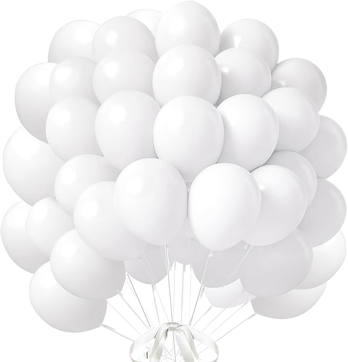 160Pcs White Balloons 12 Inch Latex Balloons for Baby Shower Birthday Wedding Party Decorations