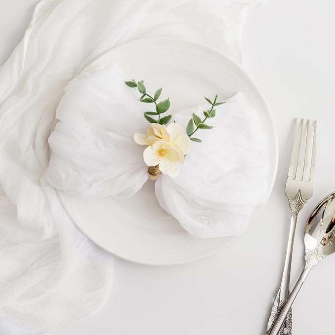 60 Pack White Cheesecloth Napkins Washable 21x21 Inches White Cloth Napkins Set of 60 Dinner Table Napkins for Wedding Cotton Gauze Bridal Baby Shower Rustic Boho Summer Party Table Decor