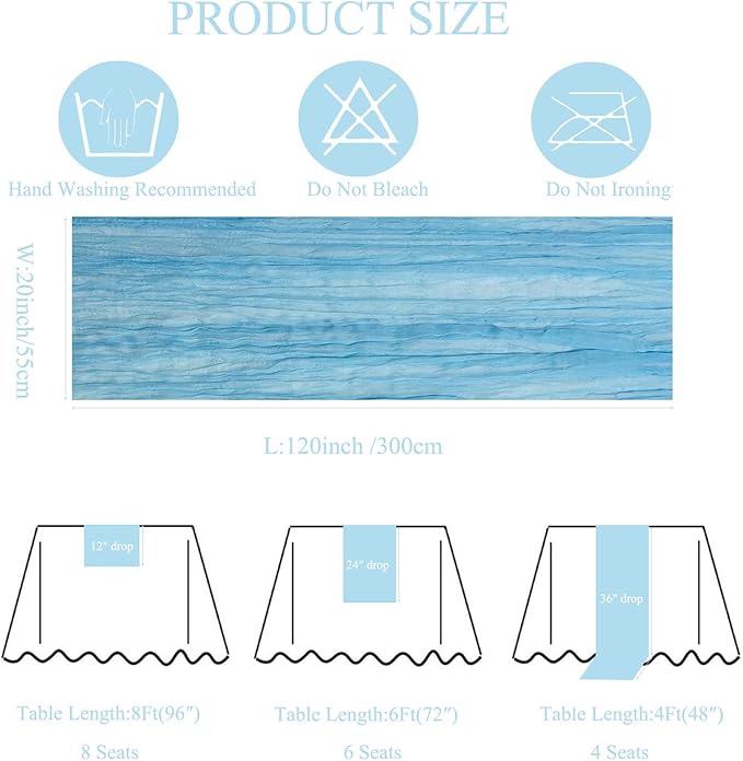 6Pack Baby Blue Cheesecloth Table Runner 10Ft Gauze Table Runner Blue Cheese Cloth Table Runners Long Sheer Fabric Tablerunners for Wedding Party Bridal Shower Thanksgiving Christmas
