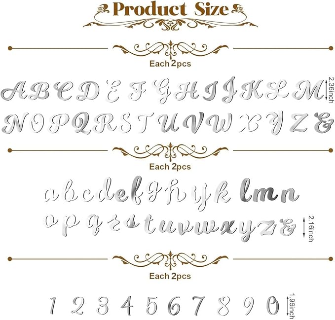 128Pcs Happy Birthday Cake Toppers Acrylic Silver Alphabet Number Cake Topper Mirror Alphanumeric DIY Cupcake Candles Decoration for Men Women Wedding Anniversary Birthday Party Supplies