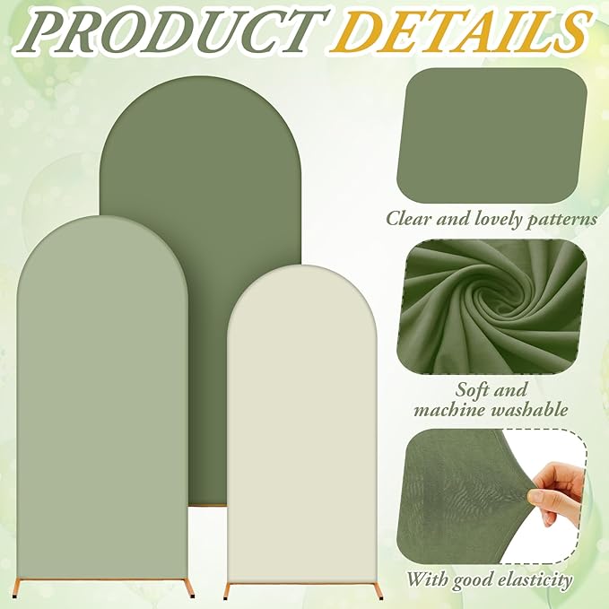 Foilswirl 34 Pcs Sage Green and Beige Balloon Arch Backdrop Covers 4ft 5ft 6ft Sage Green Spandex Arch Backdrop Covers with Balloons for Wedding Bridal Shower Bachelorette Ceremony Outdoor Decorations