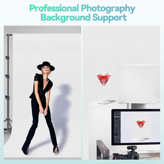 EMART Portable Photography Backdrop Stand Kit 8.5 x 10 ft with 10 x 12 ft White Backdrop, Adjustable Background Support System for Photo Video Studio, Photoshoot, Party, Live Game, Interviews
