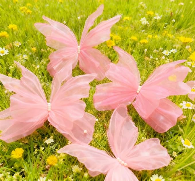 4 PCS Giant Artificial Butterfly Party Decorations 19.6inch 3D Silk Butterfly Hanging Wall Decorations for Baby Shower Decor Girls Women Birthday Party Wedding Homes Supplies (Pink(4PCS))