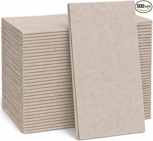 Made in Italy Linen-Feel Disposable Guest Towels - Premium Airlaid Cloth-Like Bathroom Napkins, Soft & Absorbent Luxury Hand Towels, Elegant Striped Dinner Napkins for Parties, Events, Bulk 500 Count