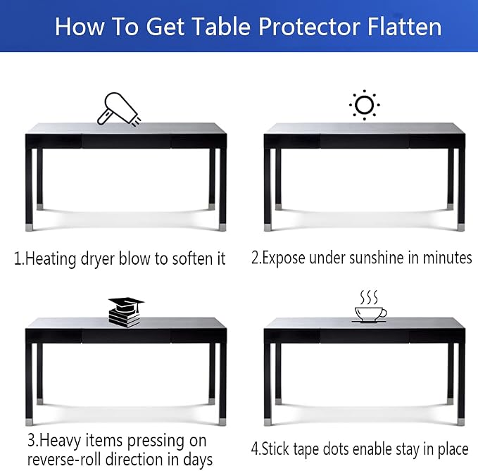 Thick 38x66 Inch Clear Plastic Table Protector PVC Tabletop Cover Mat Rectangular Plastic Table Cover Desk Pad Mat Office Computer Desk Side Table Topper Granite TV Bench Sreen Protection Easy Clean