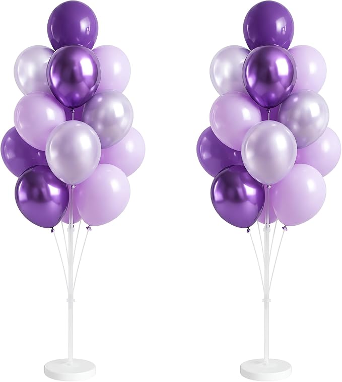 Balloon Column Stand Kit with Balloons, Base and Pole, Balloon Column Kit for Floor or Table Backdrop Decoration for Party Wedding Baby Shower Birthday Graduation Anniversary(Regal Purple)
