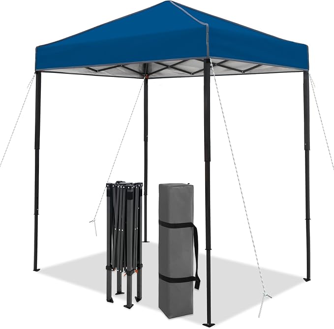 6x4 Pop Up Canopy Tent, Instant Portable Beach Canopy, Outdoor Tent with Carry Bag for Camping, Sports, Tailgating, Events, Drak Blue