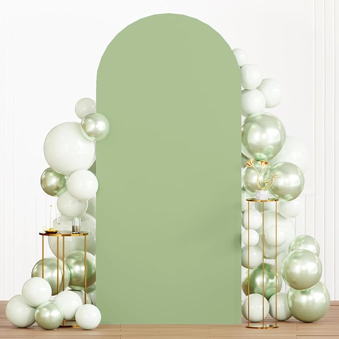 MODFUNS 7.2ft Arch Cover Sage Green Spandex Arch Backdrop Cover Fitted Arch Covers Stretchy Backdrop 2-Sided Arch Stand Covers Chiara Wall Covering for Wedding Party Prom Banquet Reception