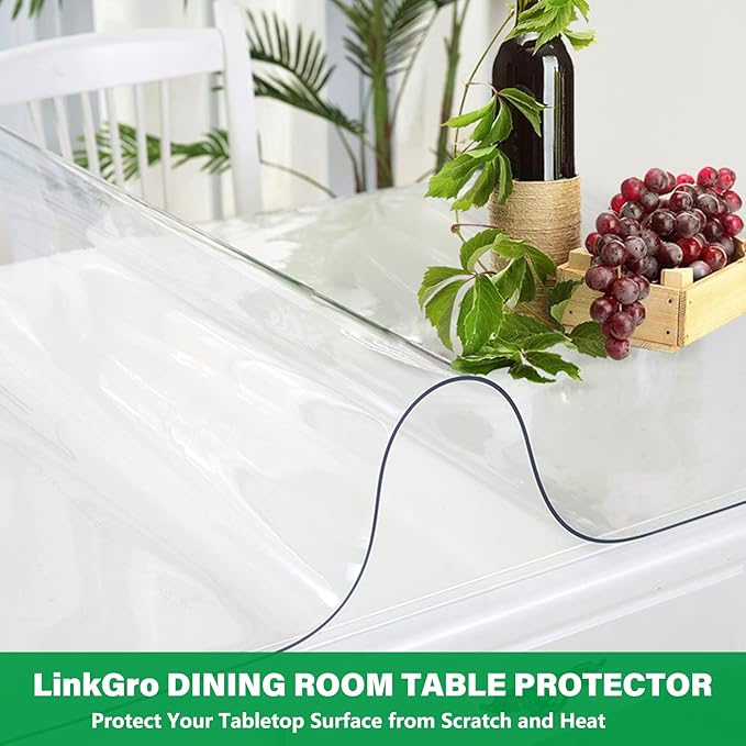 48X84 Inch 1.5mm Thick Clear PVC Table Cover Protector Dinner Tablecloth Wipeable Desk Pad Mat for Marble Furniture Coffee Living Room Office Table Protector Glass Vinyl Tablecloth Rectngle