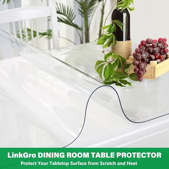 48X48 Inch Table Cover Vinyl Tablecloth Clear Plastic Table Cover Protector Wipeable Tablecloth Clear Square Dining Table Protector Non-Slip End Table Cover Transparent Desk Pad Protector