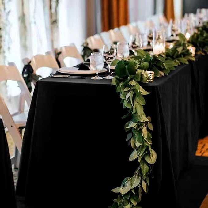4 Pack Black Tablecloths for 8ft Rectangle Tables 90 x 132 Inch - Polyester Table Cover Stain and Wrinkle Resistant Washable Fabric Table Clothes for Wedding Party Banquet Reception Restaurant