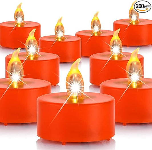 Battery Operated Tea Lights Candles - 12 Pack LED Tea Candles Lamp Realistic and Bright Flickering Holiday Gift Operated Flameless LED Votive Light for Seasonal & Festival Celebration (Orange)