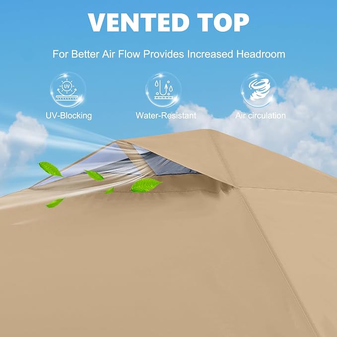 MASTERCANOPY 10x10 Pop Up Canopy Tent with 1 Sidewall, 1 Person Setup Instant Shelter, Outdoor Portable Beach Canopy, 1 Roller Bag, 4 Sandbags, 4 Ropes, 8 Stakes (10x10, Sand)