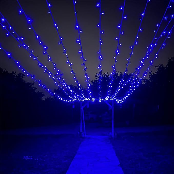 KNONEW 403ft 1000 LED String Lights Outdoor Christmas Light 8 Modes & Timer Fairy Lighting Plug in Waterproof for Xmas Yard Tree Wedding Party Holiday Decorations (Blue)