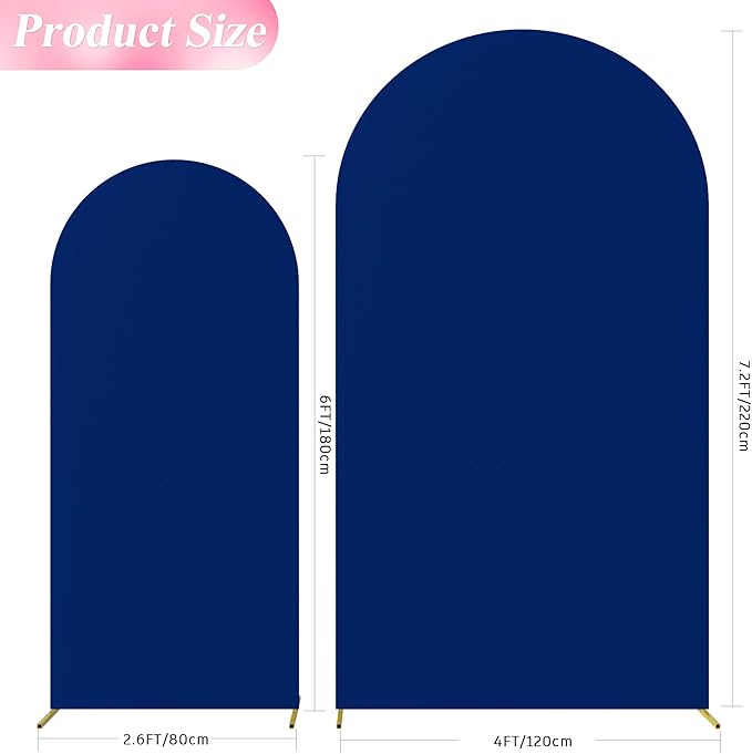 Wokceer Wedding Arch Backdrop Cover 7.2FT, 6FT Spandex Fitted Wedding Arch Stand Covers 2 Set Round Top Chiara Backdrop Stands Cover for Birthday Party Ceremony Banquet Decoration Royal Blue