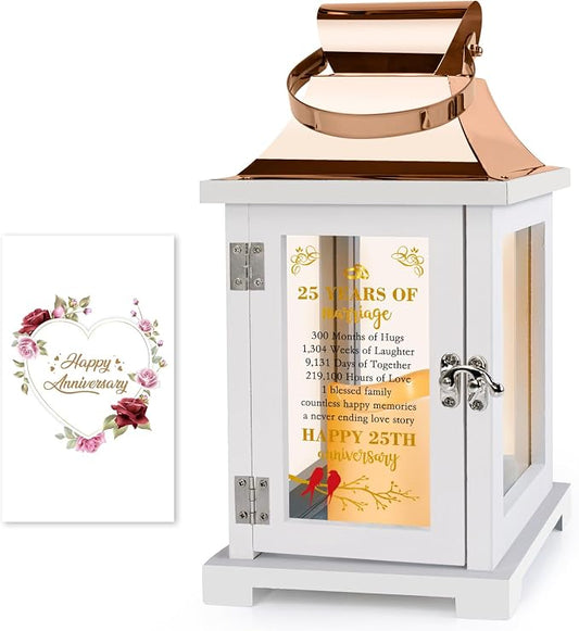 25th Anniversary Lantern - Wedding Gifts for Couple, Parents, Grandparents - Happy Anniversary Decoration