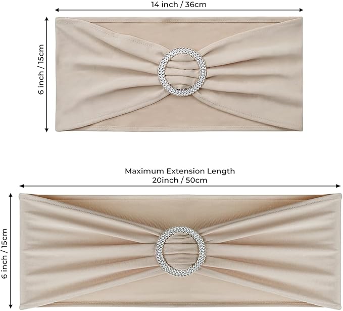 Spandex Chair Sashes Bows - Babenest 50PCS Premium Stretch Chair Cover Band with Buckle Slider Universal Elastic Chair Ties for Easter Wedding Party Ceremony Reception Banquet Decoration (Champagne)